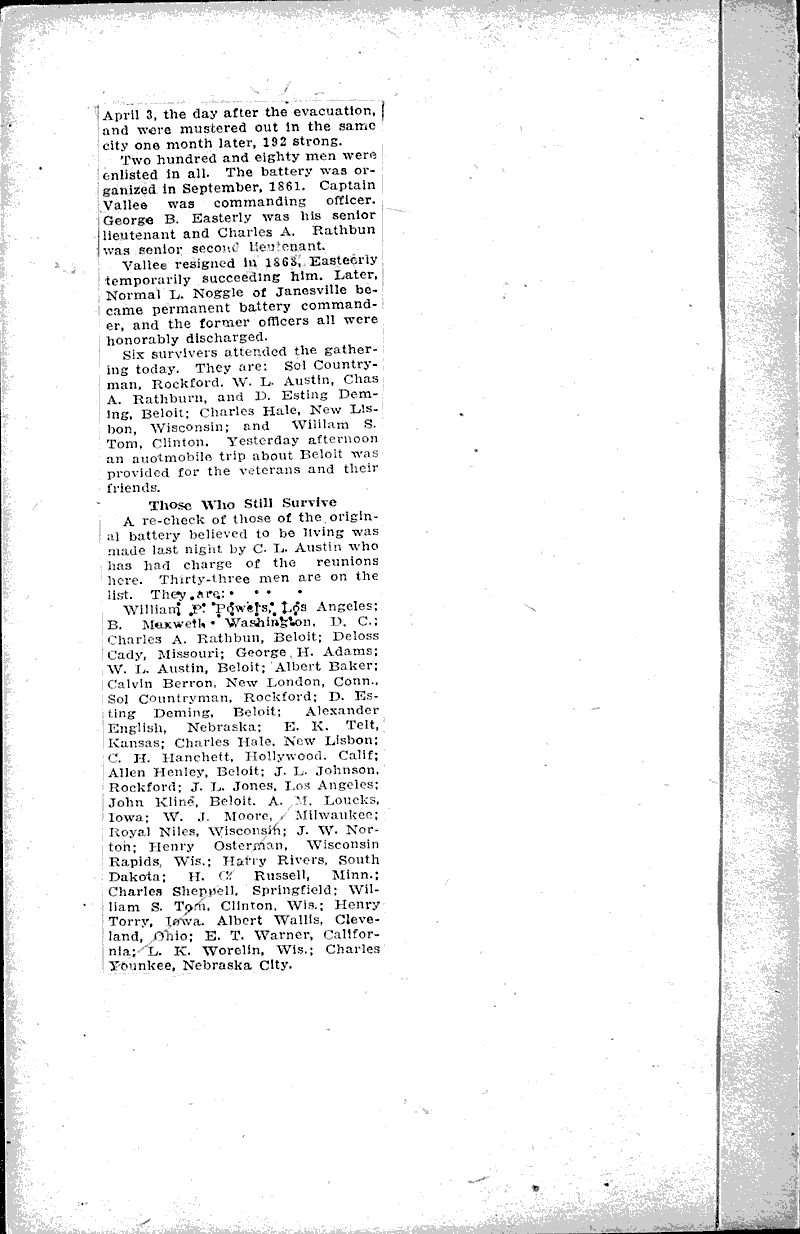  Source: Beloit Daily News Topics: Civil War Date: 1921-08-06