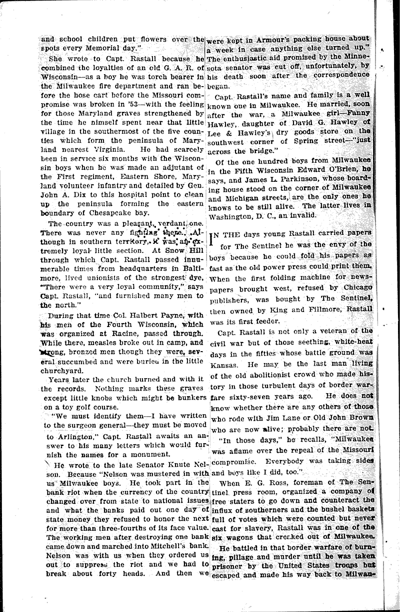  Source: Milwaukee Sentinel Topics: Civil War Date: 1923-05-27