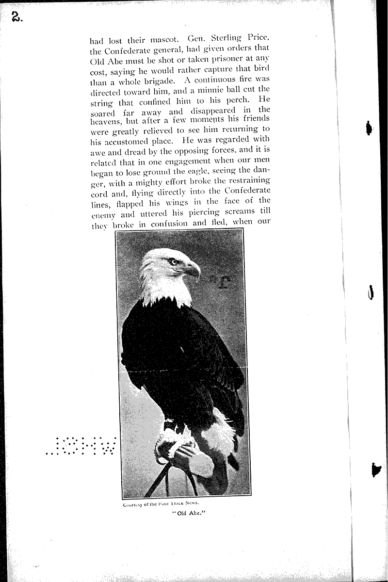 A famous old war eagle Newspaper Article/Clipping Wisconsin