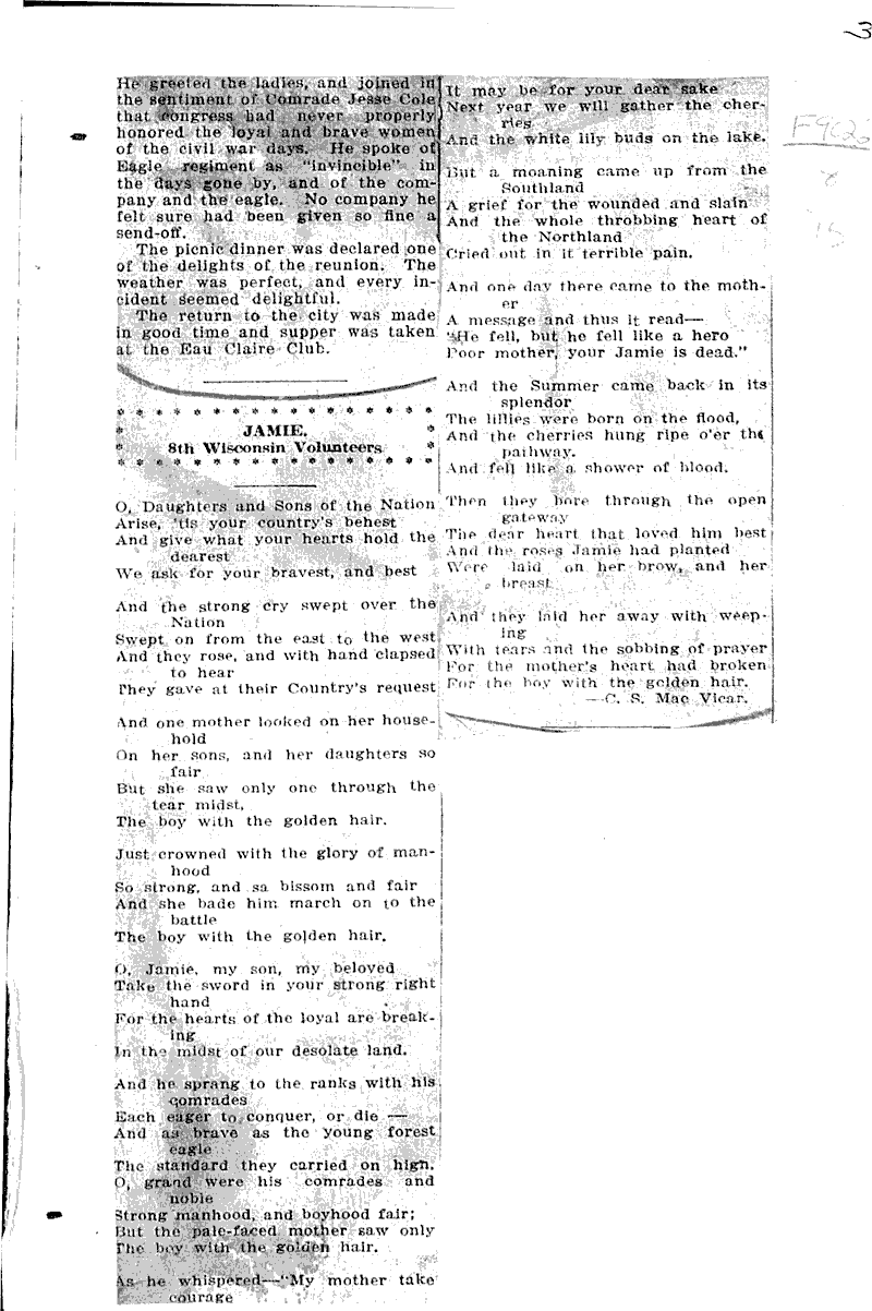  Source: Eau Claire Telegram Topics: Civil War