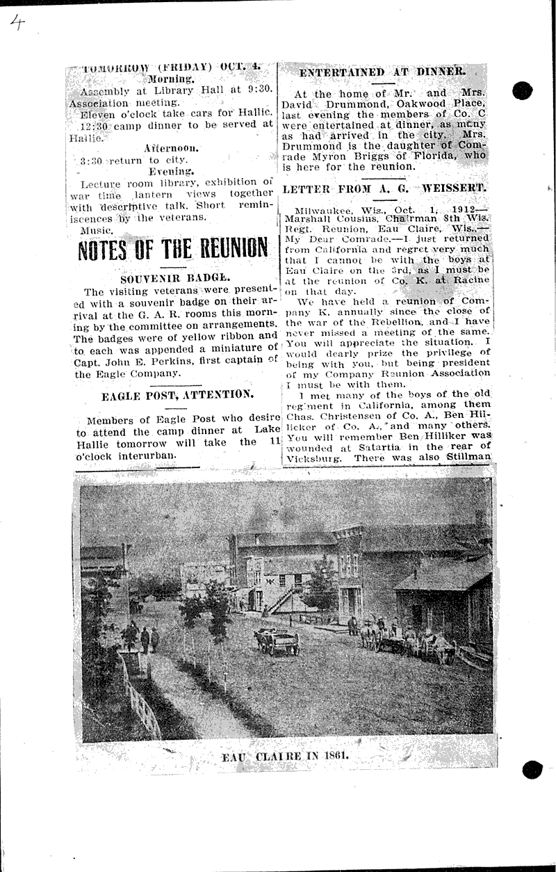  Source: Eau Claire Telegram Topics: Civil War Date: 1912-10-03