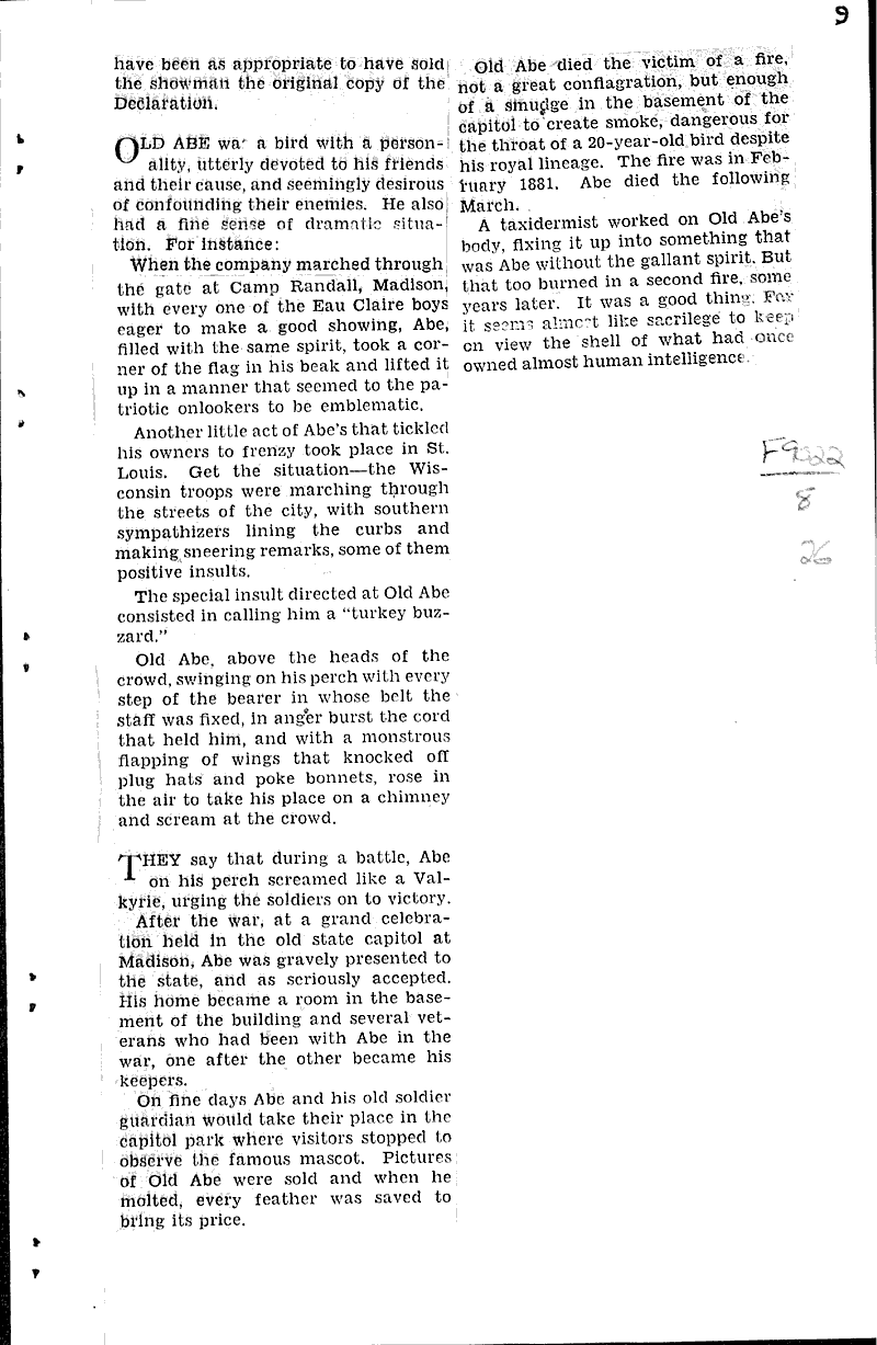  Source: Milwaukee Journal Topics: Civil War Date: 1931-02-08