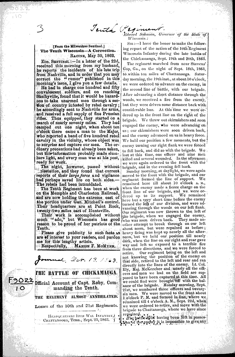  Topics: Civil War Date: 1863-10-13