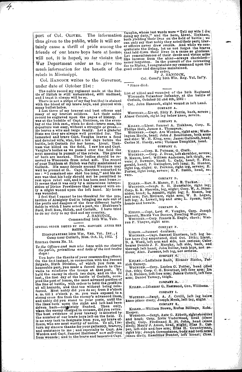  Source: Wisconsin State Journal Topics: Civil War Date: 1862-10-27