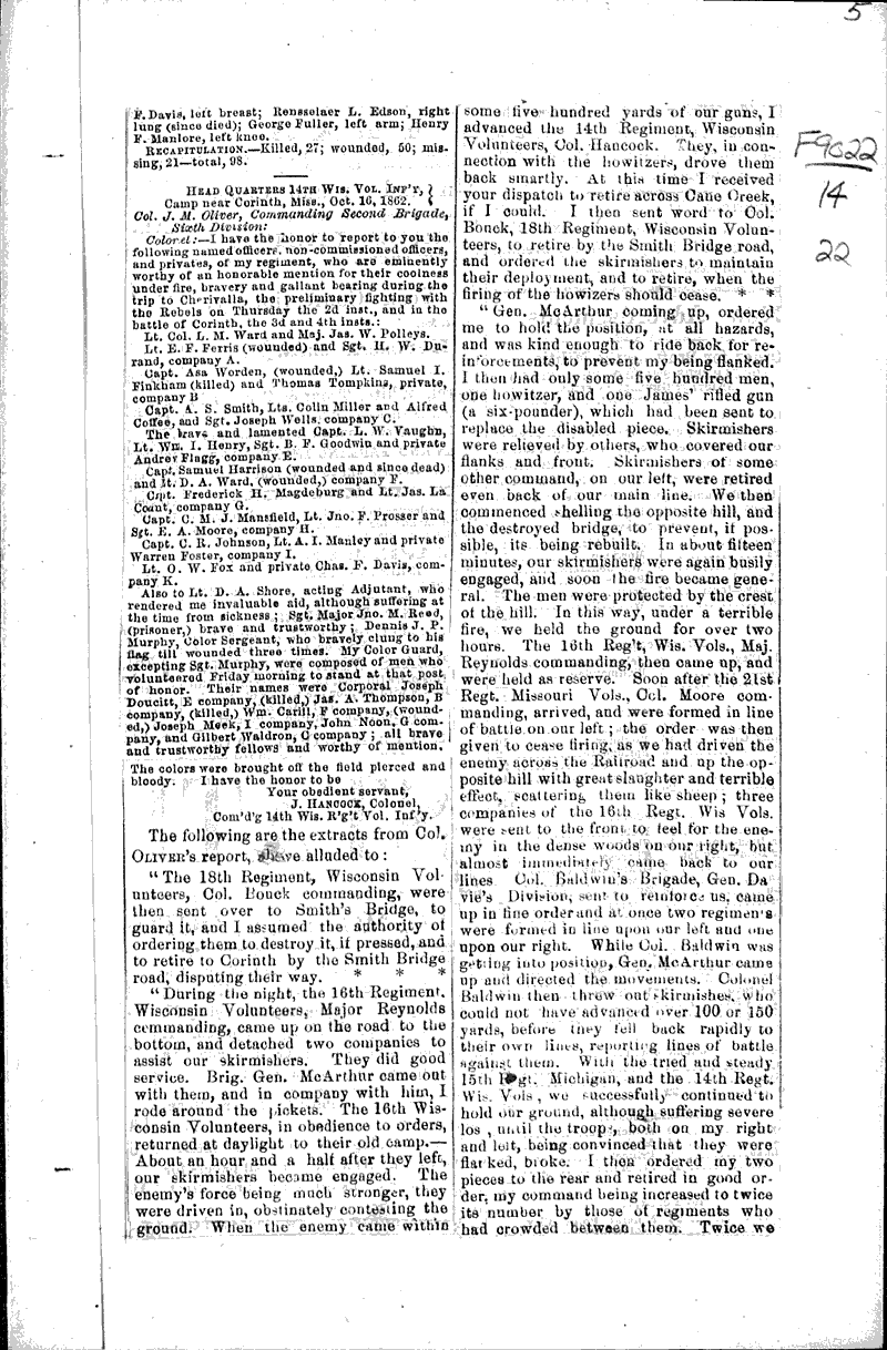  Source: Wisconsin State Journal Topics: Civil War Date: 1862-10-27