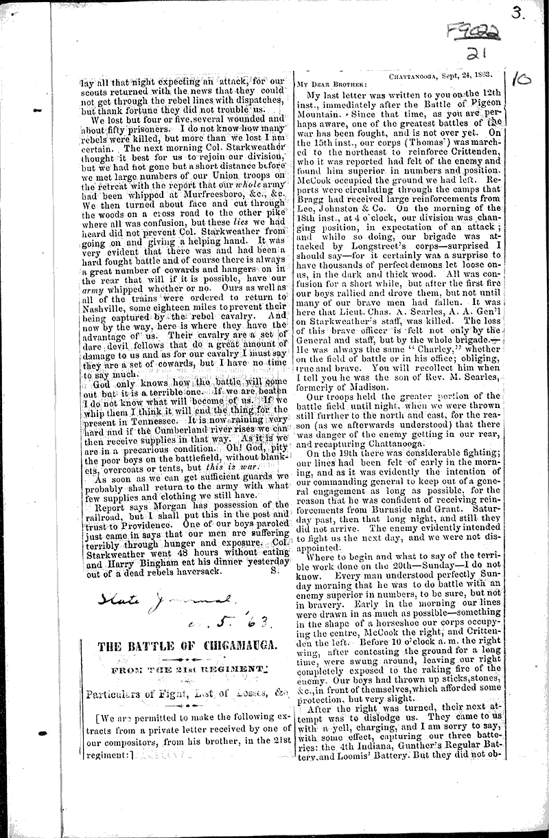  Source: Wisconsin State Journal Topics: Civil War Date: 1863-10-05