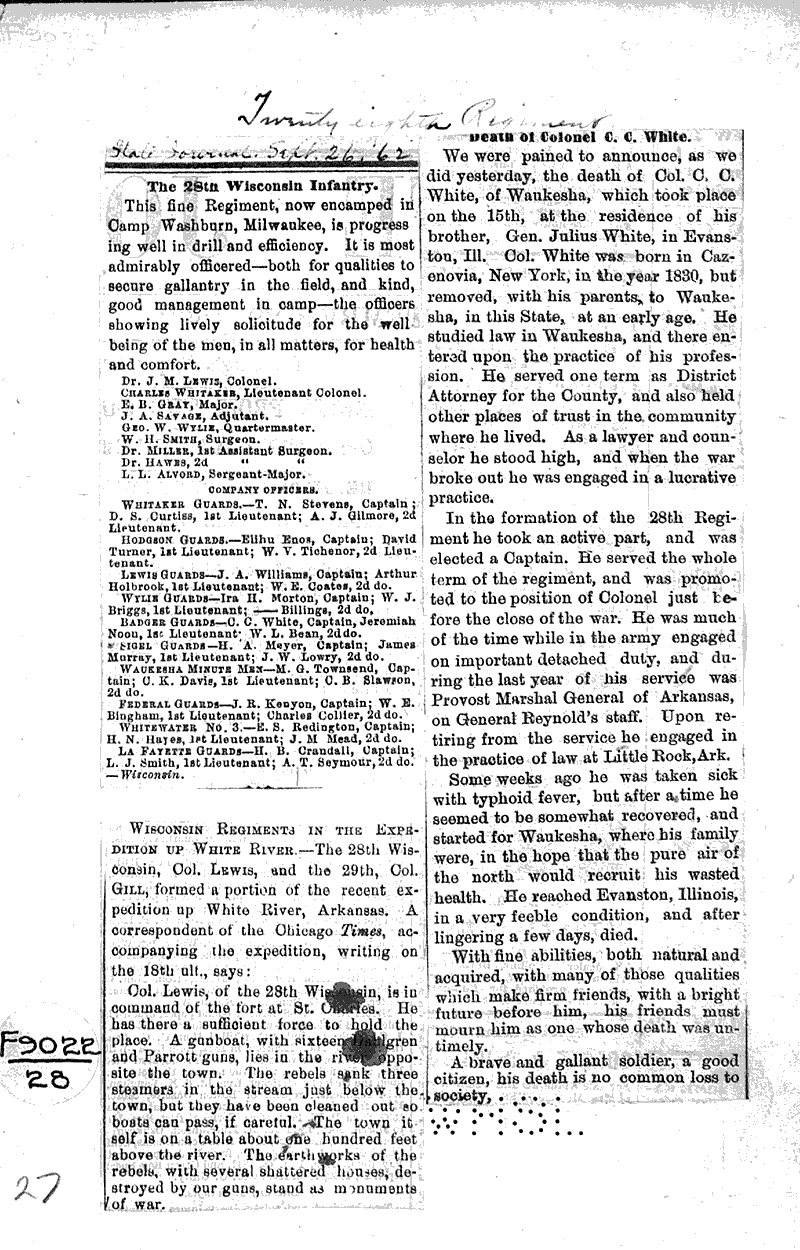  Source: Wisconsin State Journal Topics: Civil War Date: 1862-09-26