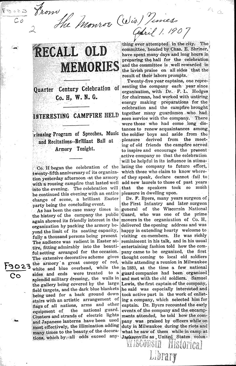  Source: Monroe Evening Times Topics: Wars Date: 1907-04-01