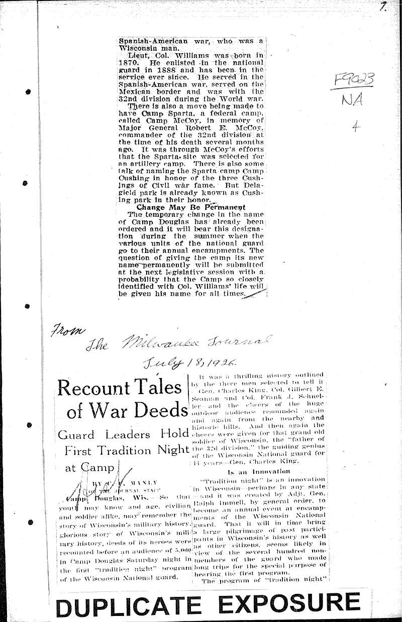  Source: La Crosse Tribune Topics: Wars Date: 1926-04-25