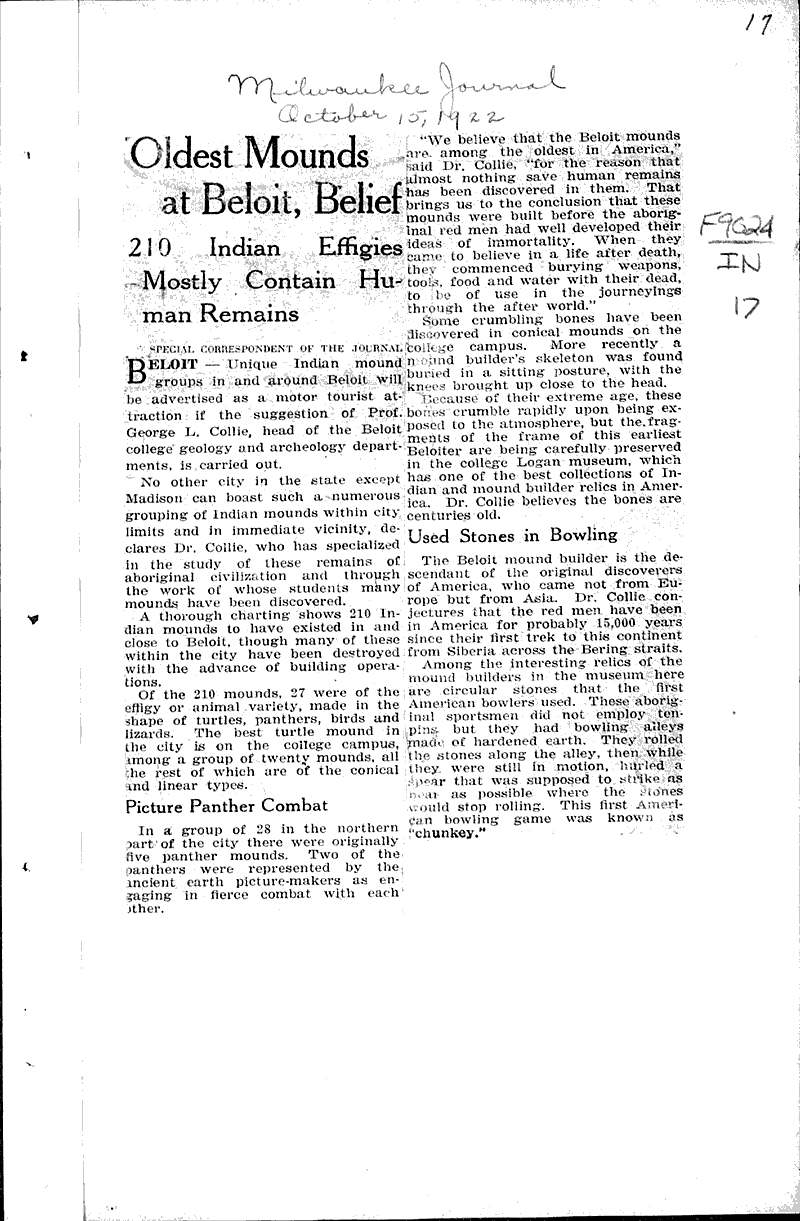  Source: Milwaukee Journal Topics: Indians and Native Peoples Date: 1922-10-15