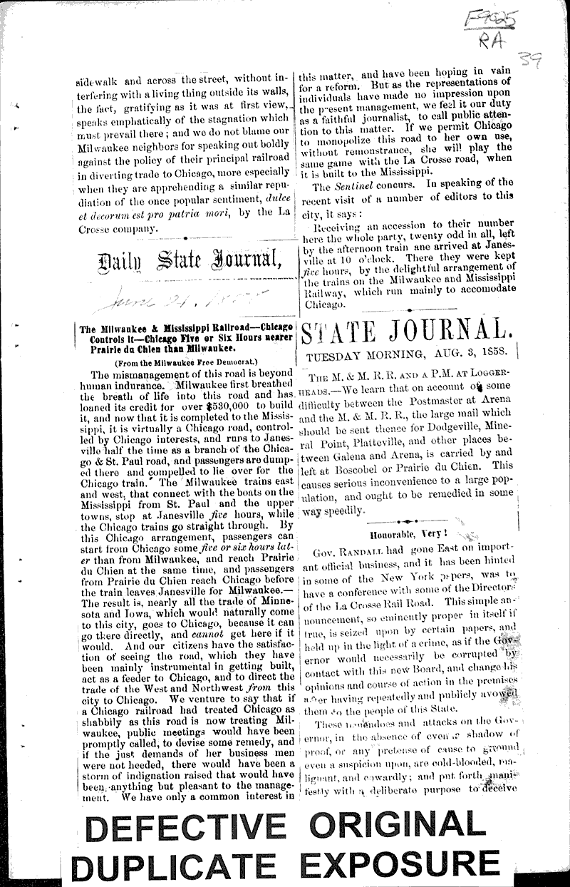  Source: Wisconsin State Journal Topics: Transportation Date: 1858-06-05