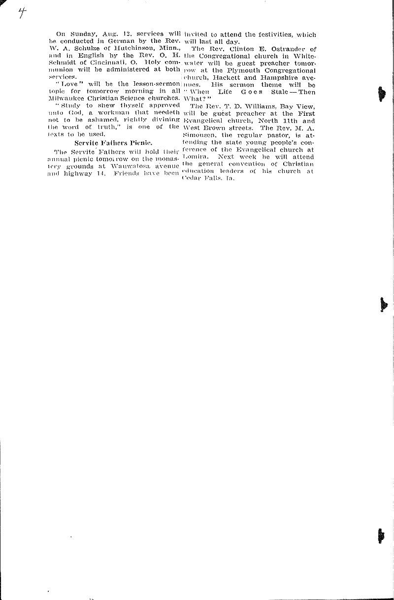  Source: Milwaukee Journal Topics: Church History Date: 1934-07-21