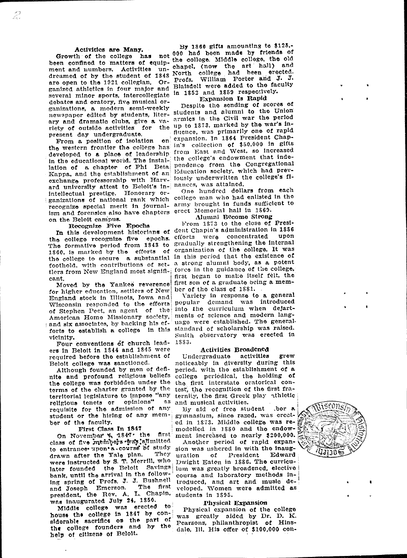  Source: Beloit Daily News Topics: Education Date: 1921-01-31