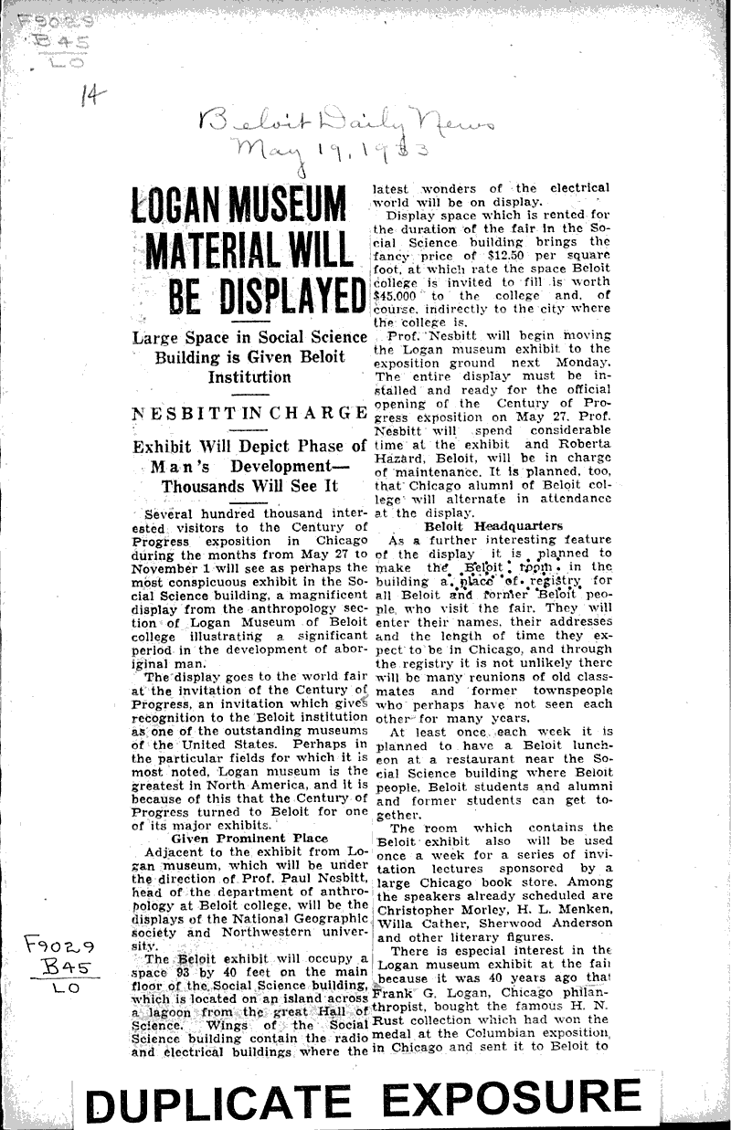  Source: Beloit Daily News Topics: Education Date: 1933-05-19
