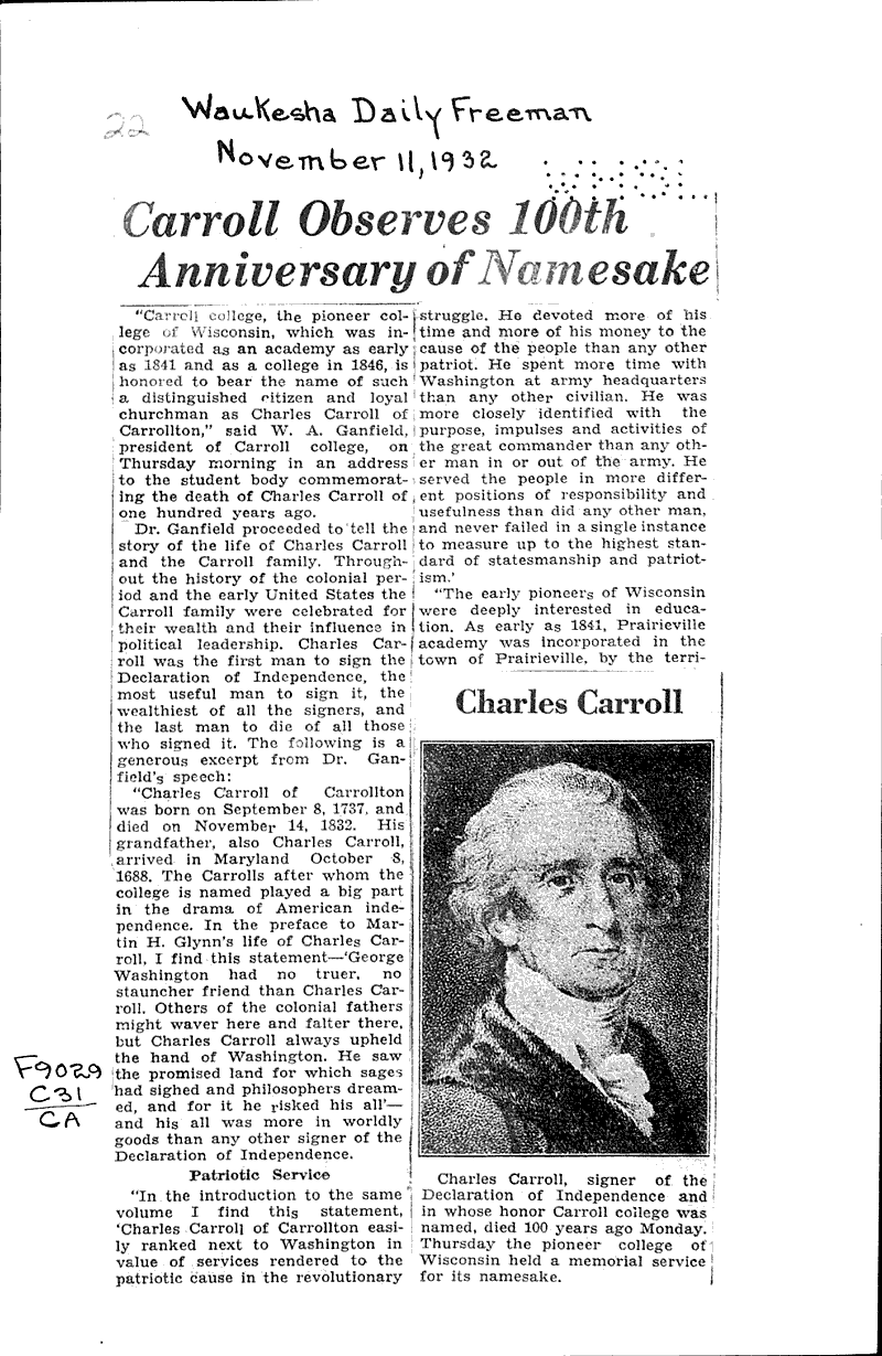  Source: Waukesha Daily Freeman Topics: Education Date: 1932-11-11