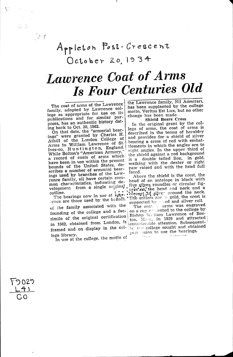  Source: Appleton Post-Crescent Topics: Education Date: 1934-10-20