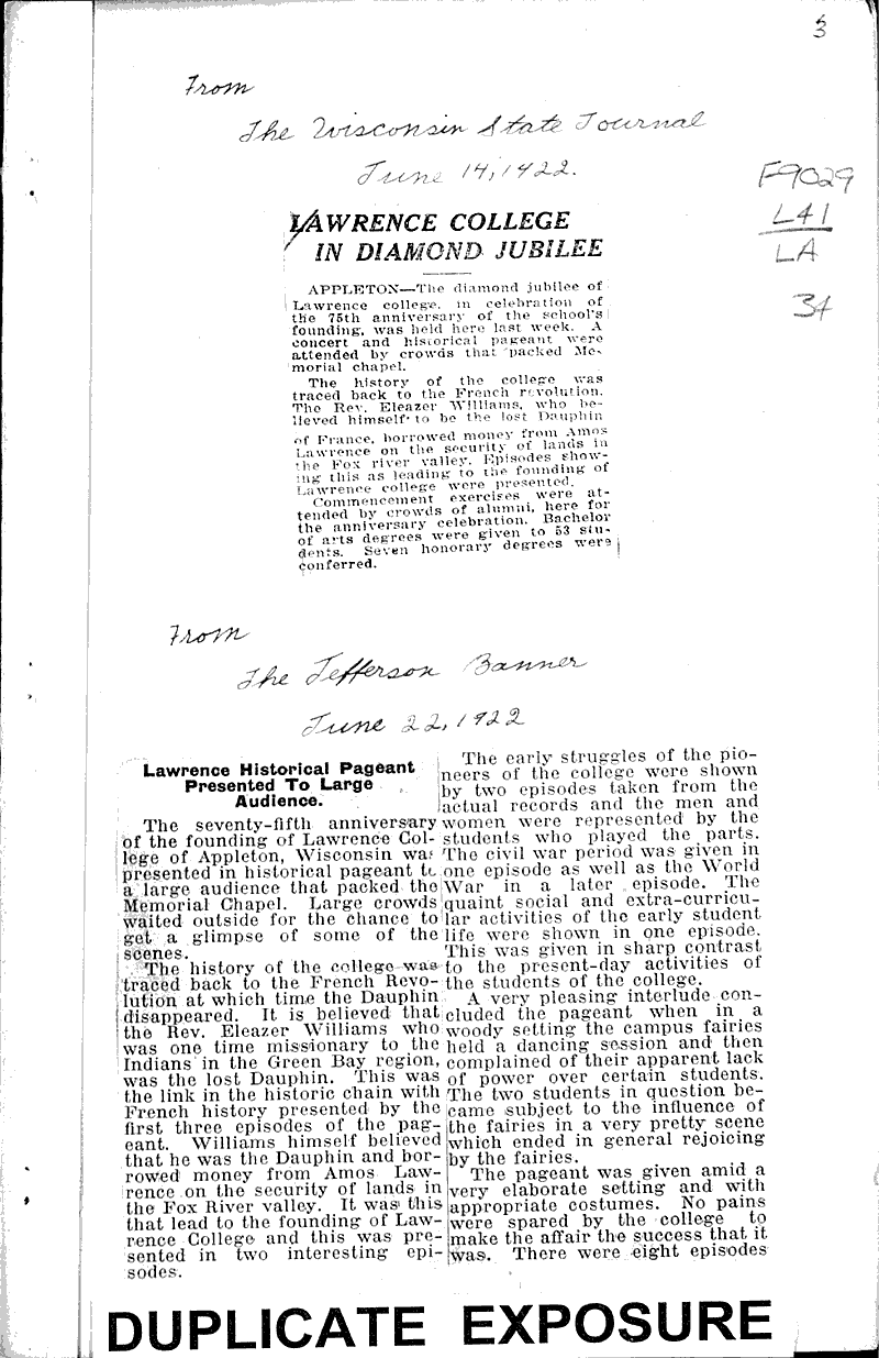  Source: Neenah Daily News Topics: Education Date: 1922-06-03