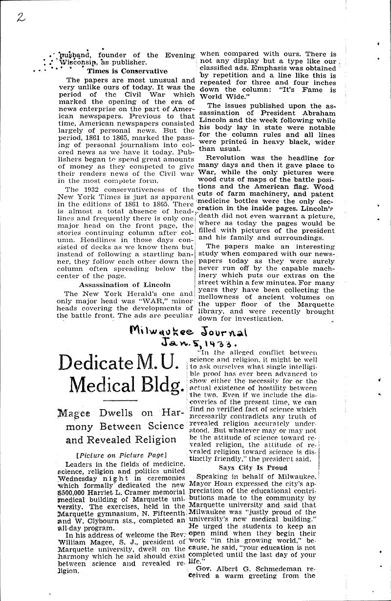  Source: Milwaukee Sentinel Topics: Education Date: 1933-01-04