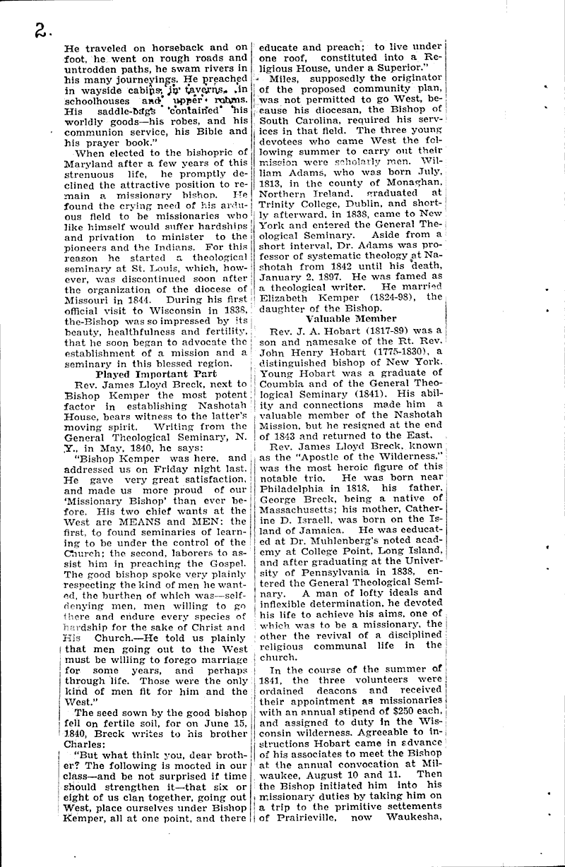  Source: Waukesha Daily Freeman Topics: Church History Date: 1933-10-02