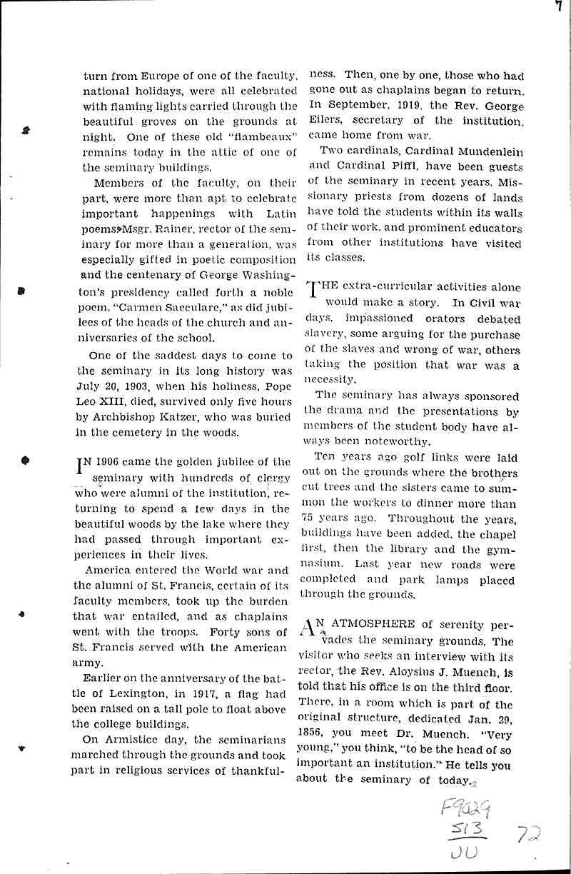  Source: Wisconsin News Topics: Church History Date: 1931-03-02