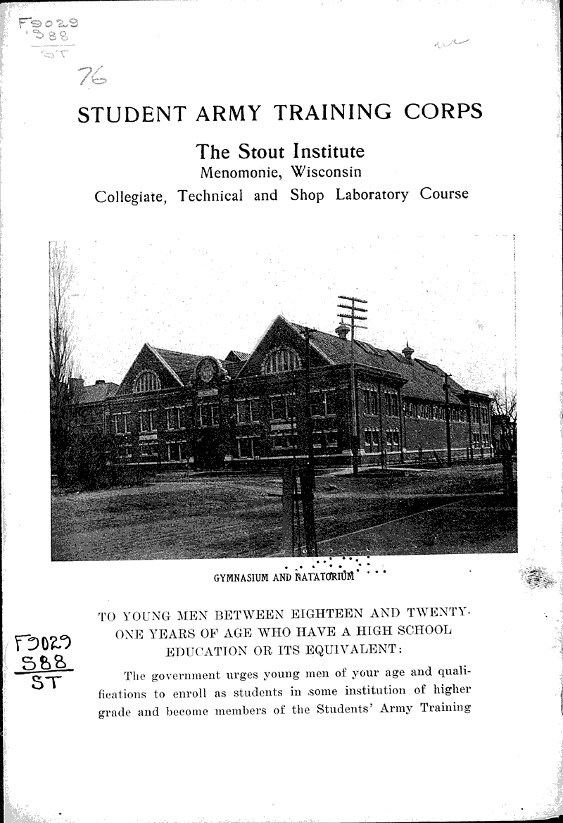 Student army training corps Newspaper Article/Clipping Wisconsin