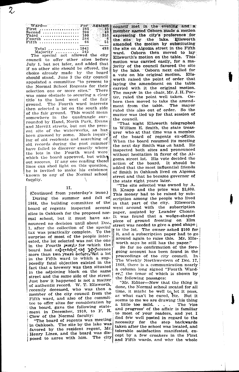  Source: Oshkosh Northwestern Topics: Education Date: 1921-10-17