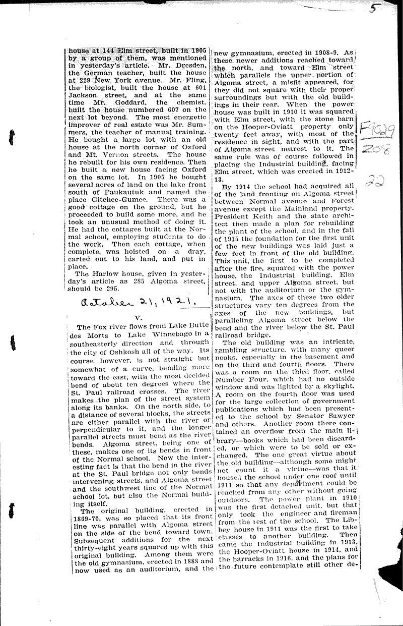  Source: Oshkosh Northwestern Topics: Education Date: 1921-10-17