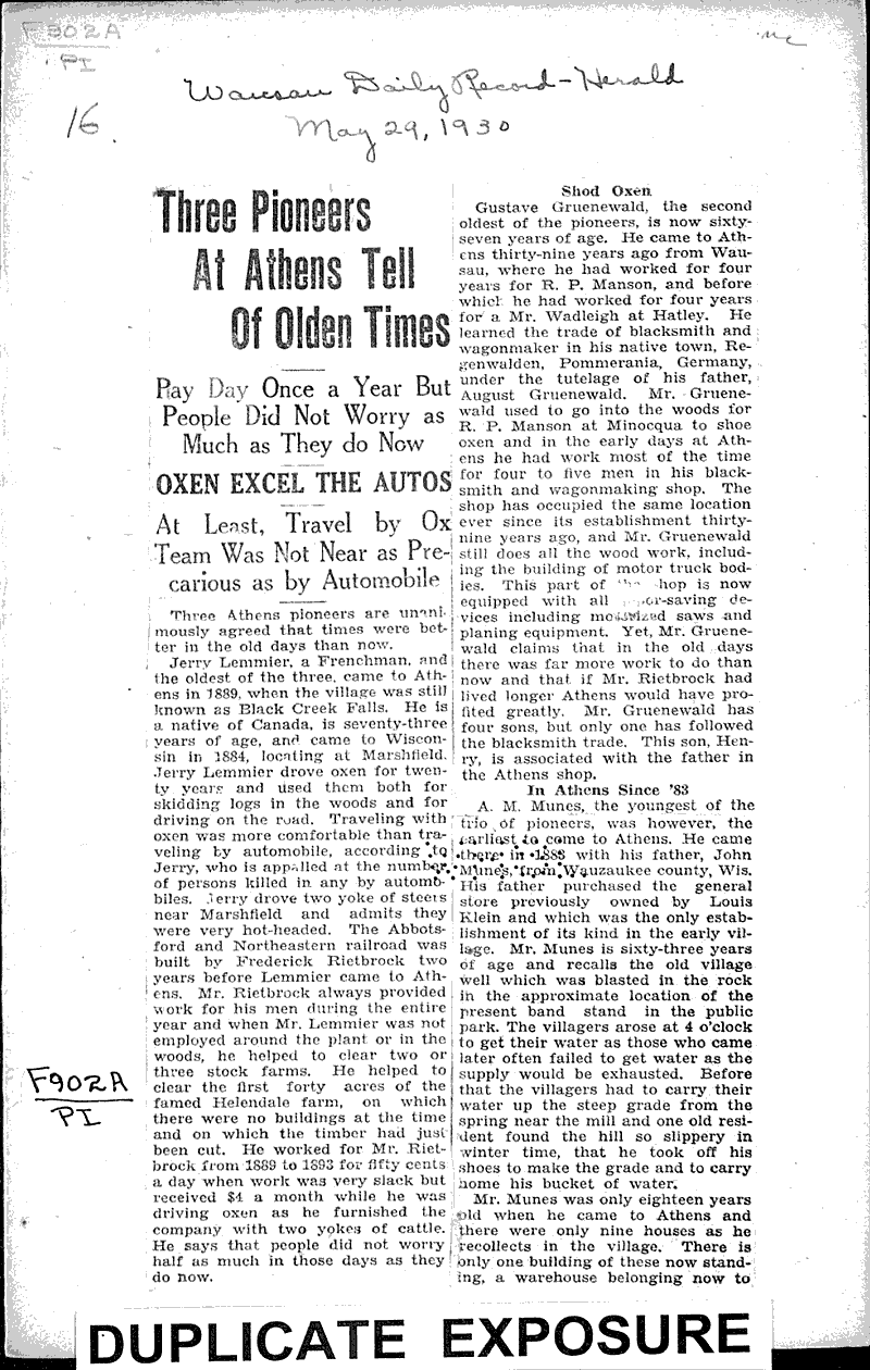  Source: Wausau Daily Record-Herald Date: 1930-05-29