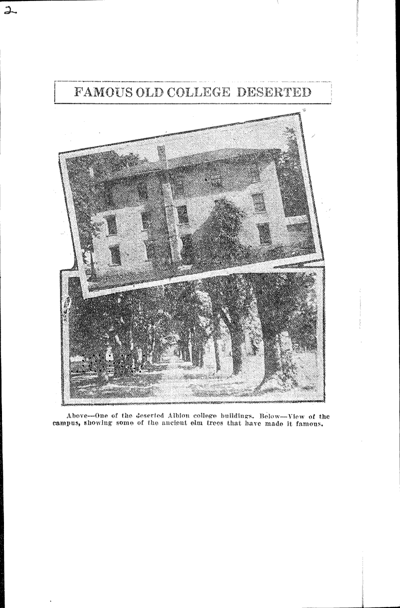 Albion college to stay closed again this year Newspaper Article