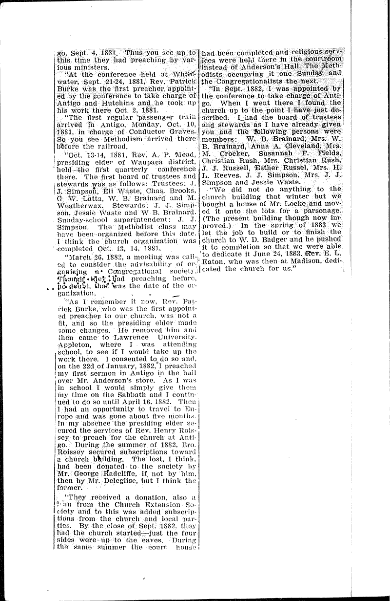  Source: Antigo Journal Topics: Church History Date: 1920-12-10