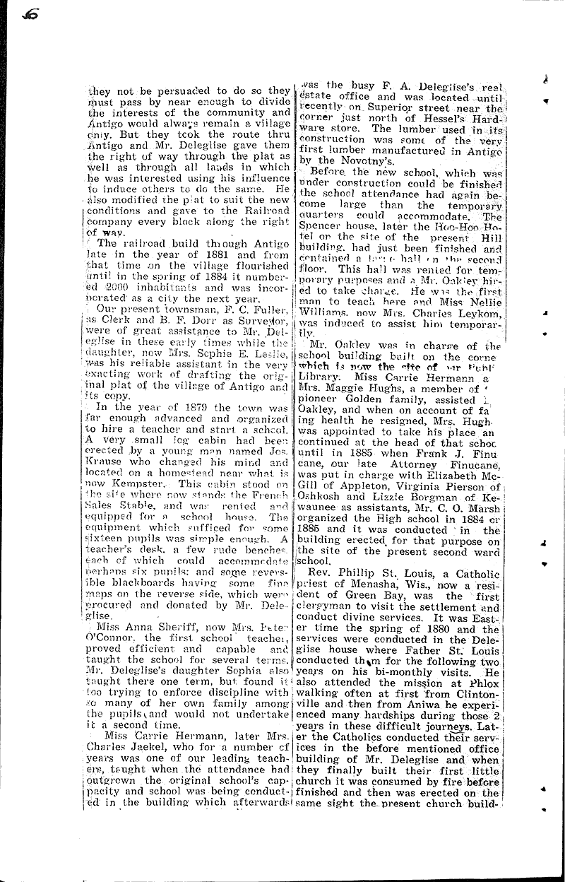 Authentic history of the city of antigo Newspaper Article/Clipping