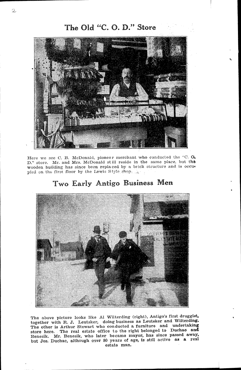 Pioneer Antigo scenes Newspaper Article/Clipping Wisconsin