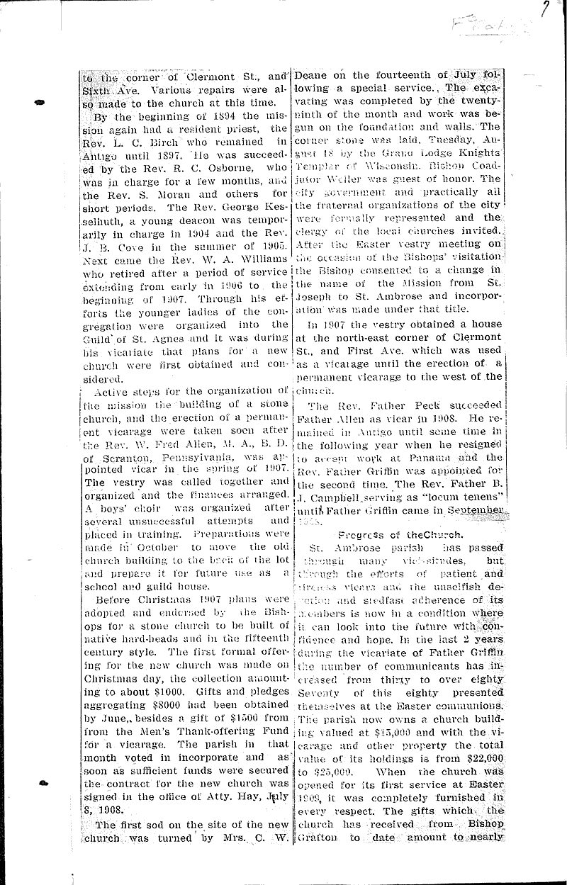  Source: Antigo Journal Topics: Church History Date: 1911-06-08