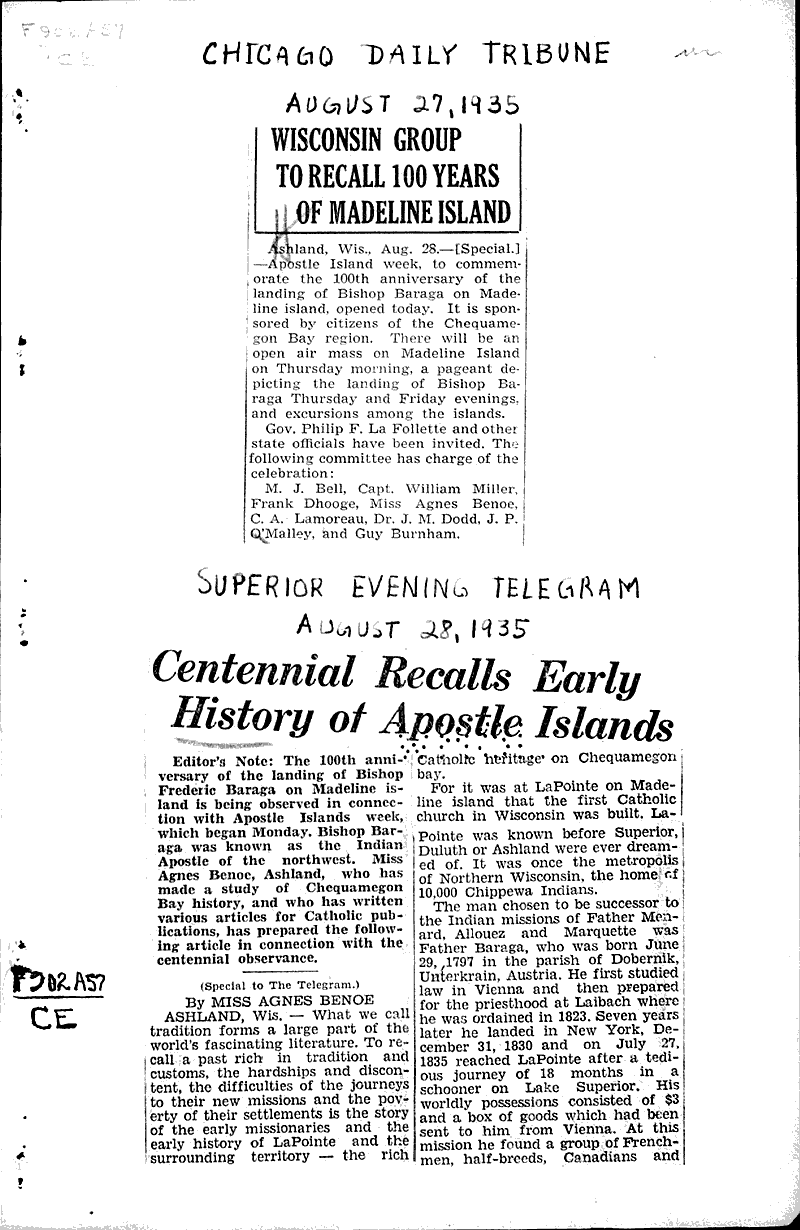  Source: Chicago Daily Tribune Topics: Church History Date: 1935-08-27