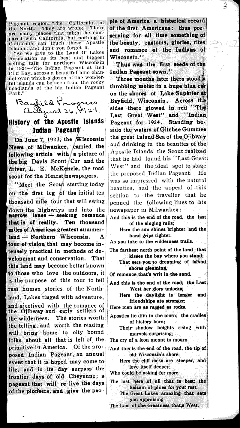  Source: Bayfield Progress Topics: Indians and Native Peoples Date: 1924-08-26