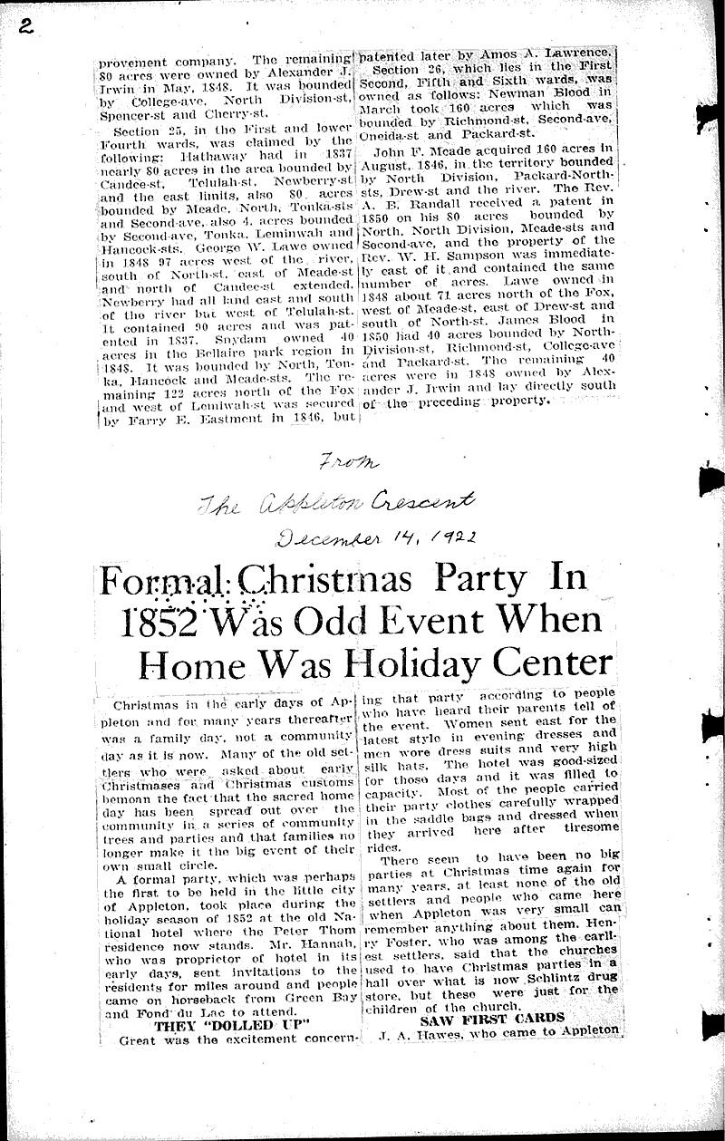  Source: Appleton Crescent Date: 1922-12-14