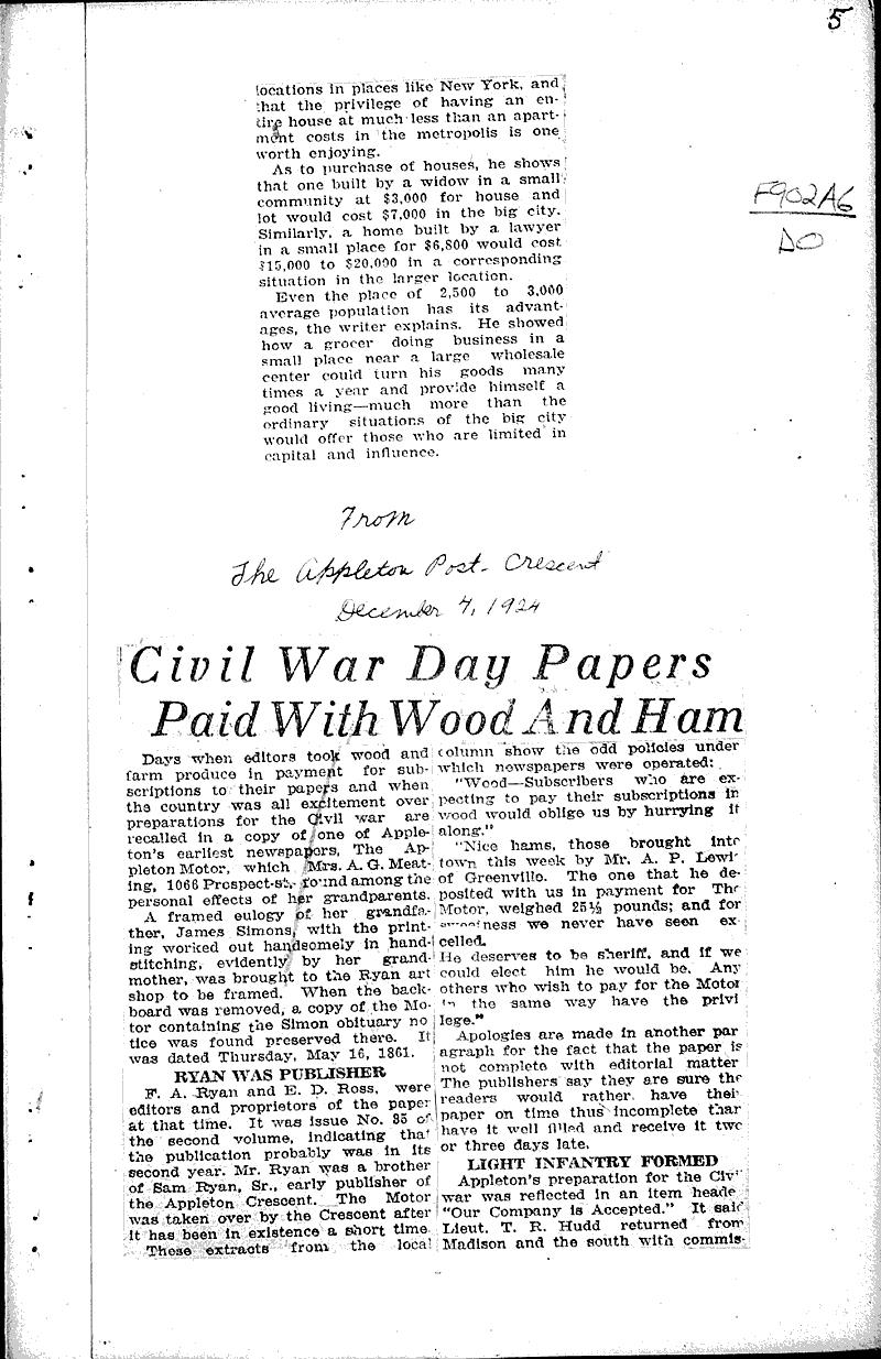  Source: Appleton Post-Crescent Topics: Civil War Date: 1924-12-04