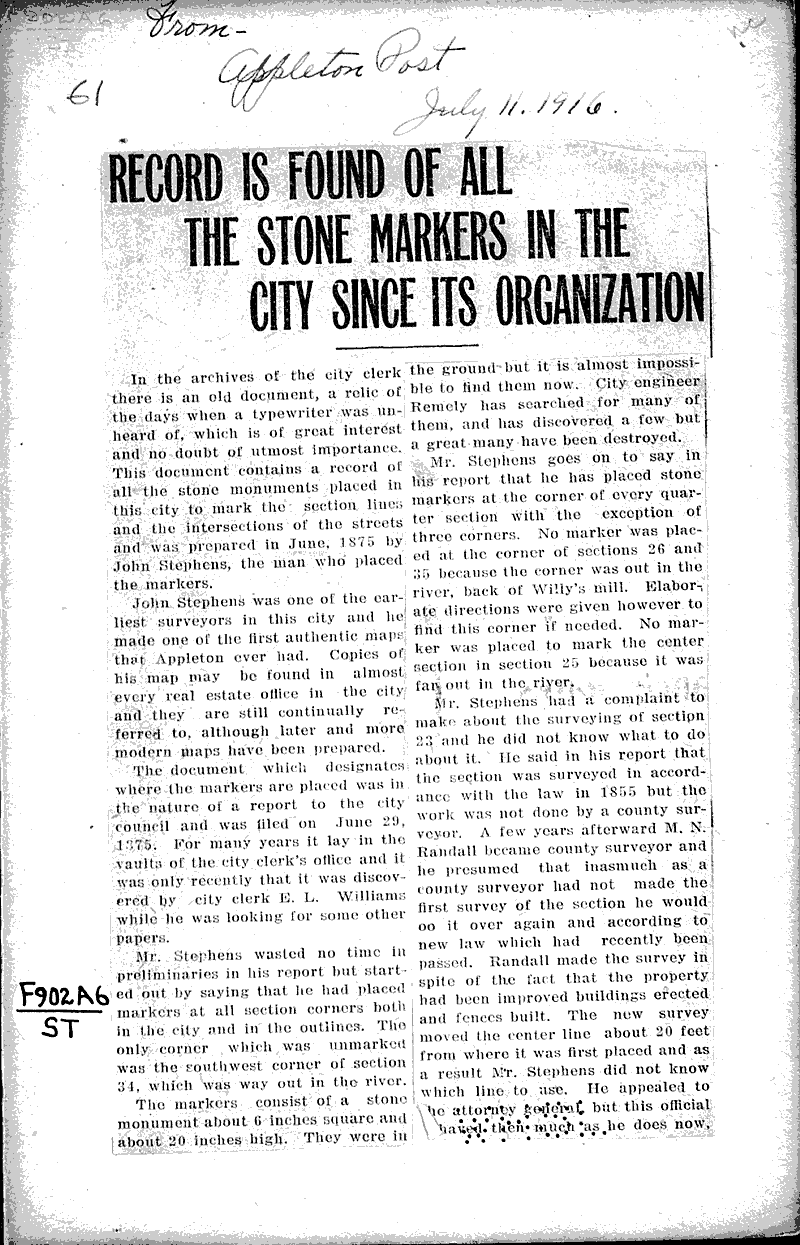  Source: Appleton Post-Crescent Date: 1916-07-11