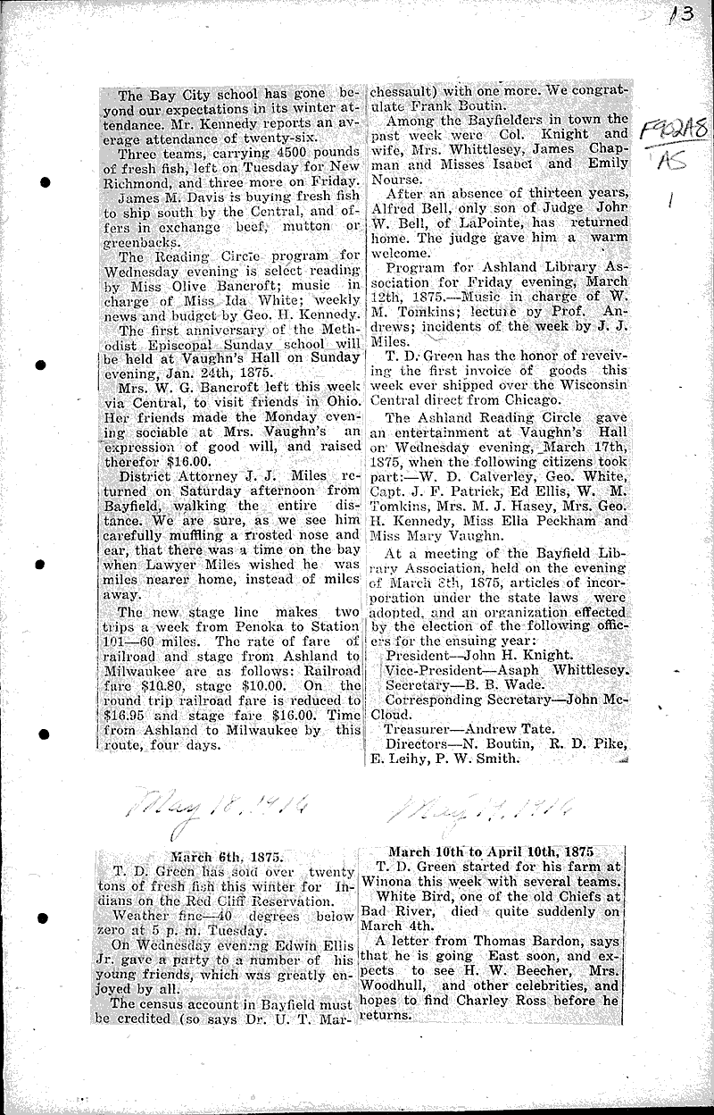 Ashland over 40 years ago Newspaper Article/Clipping Wisconsin