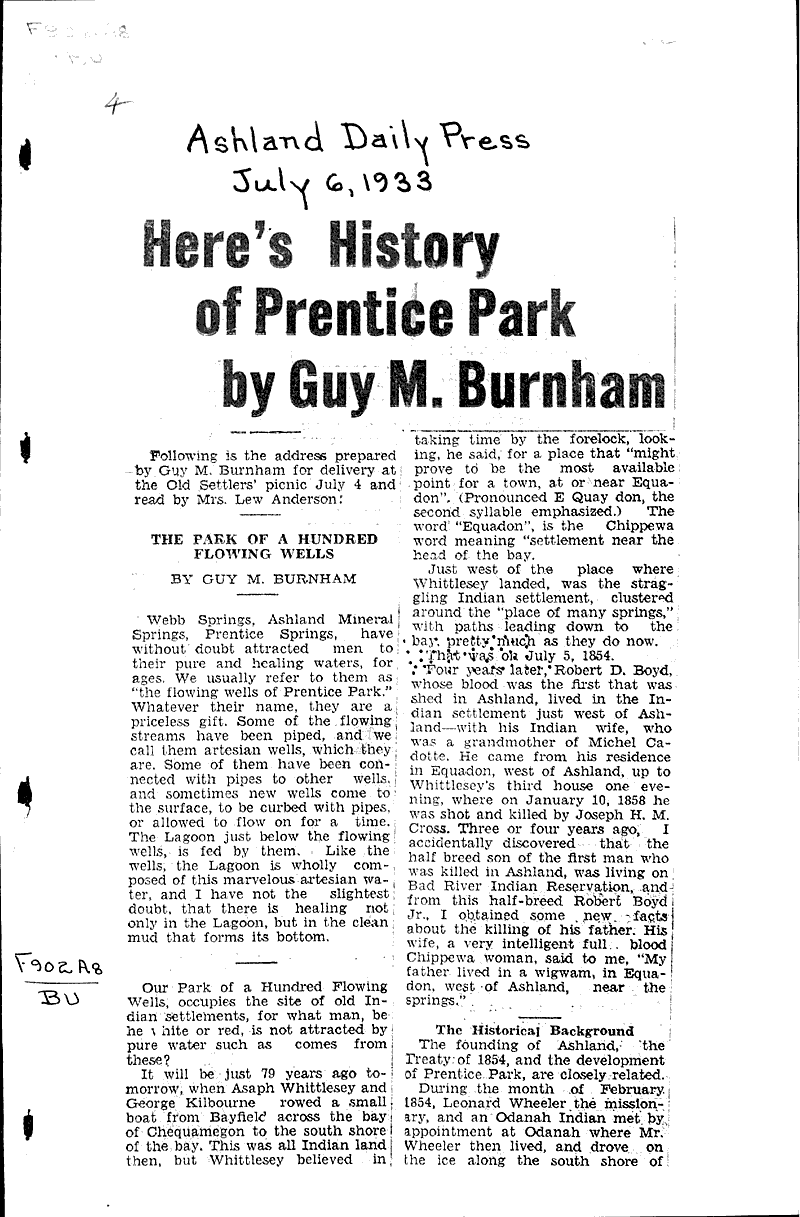  Source: Ashland Daily Press Topics: Indians and Native Peoples Date: 1933-07-06