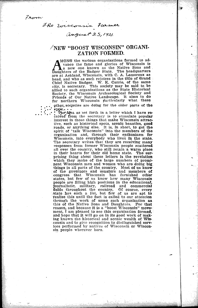  Source: Wisconsin Farmer Topics: Education Date: 1921-08-25