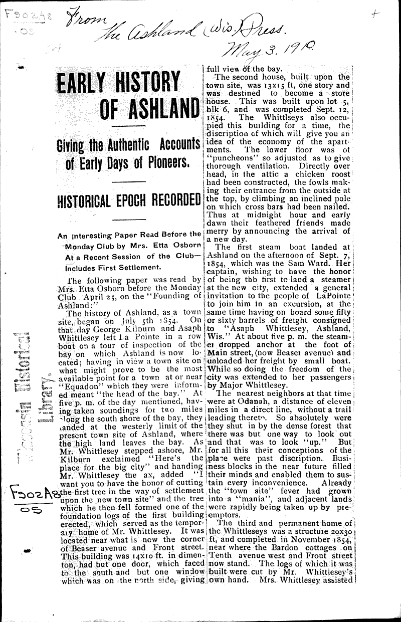  Source: Ashland Press Date: 1910-05-03
