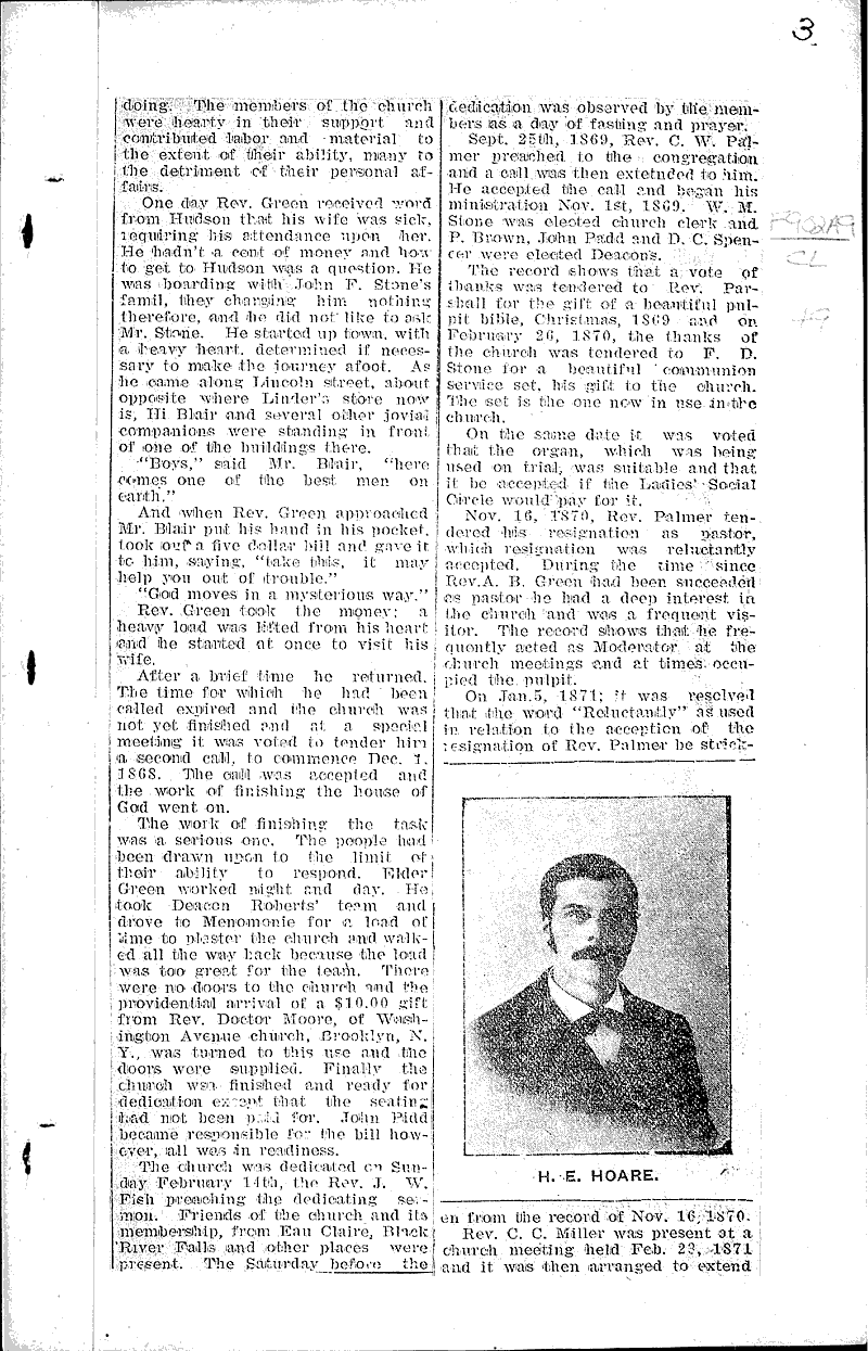 Church work of Augusta Newspaper Article/Clipping Wisconsin