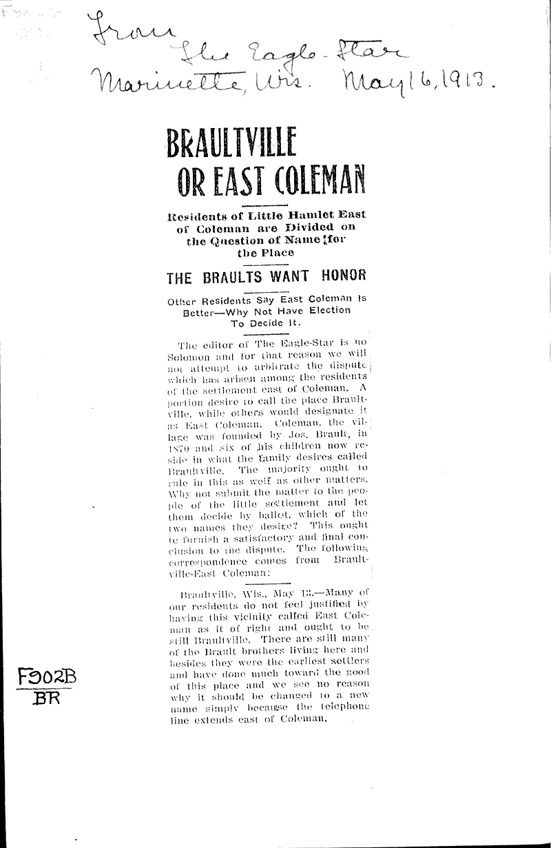  Source: Marinette Eagle-Star Date: 1913-05-16