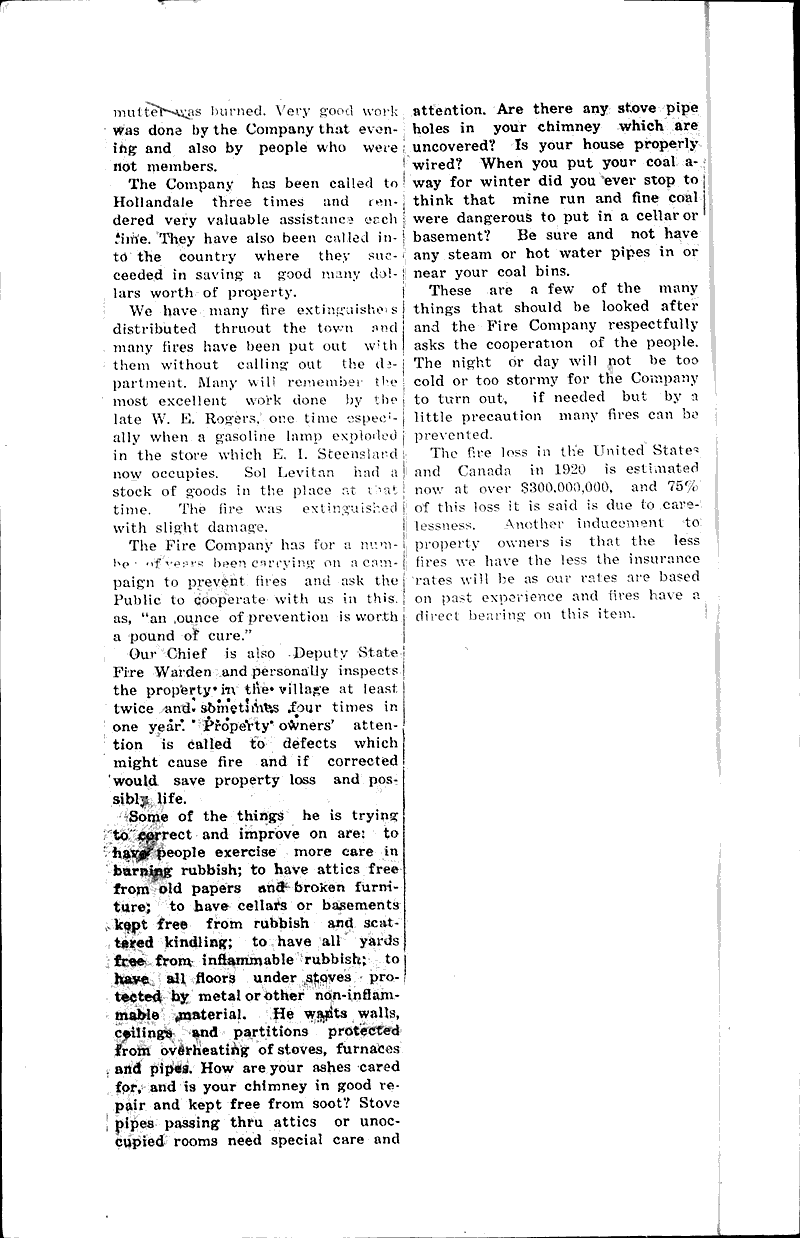 Short history of Blanchardville fire company and fires fought