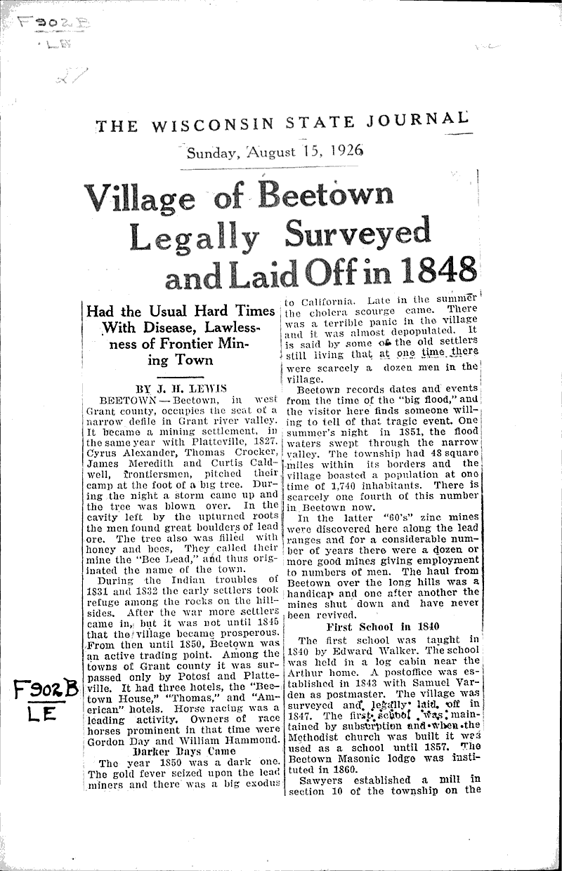  Source: Wisconsin State Journal Date: 1926-08-15