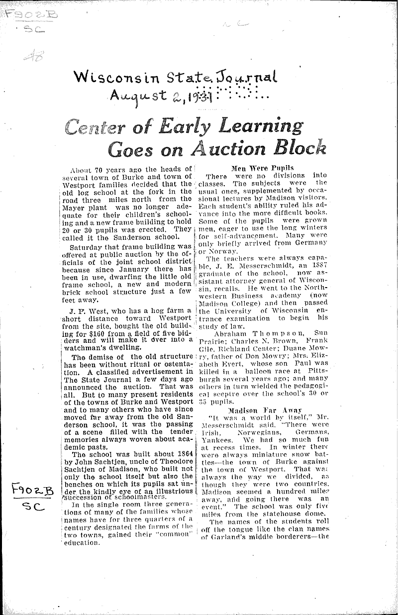  Source: Wisconsin State Journal Topics: Education Date: 1931-08-02