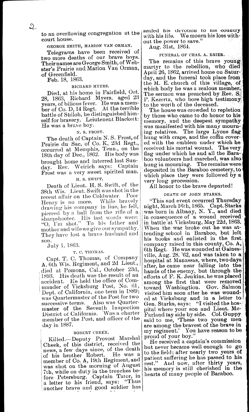  Source: Baraboo Republic Topics: Civil War Date: 1895-05-30