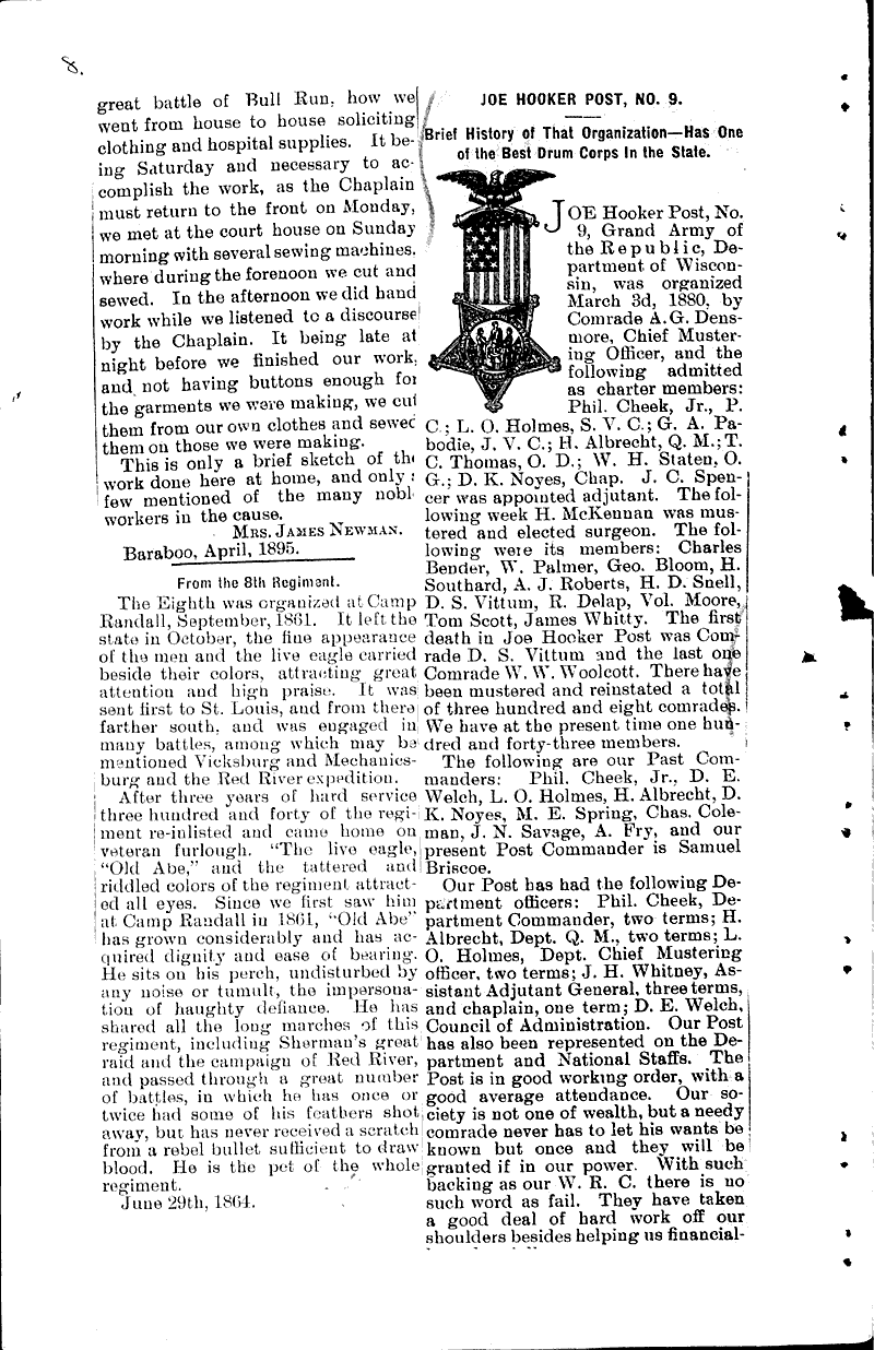 Source: Baraboo Republic Topics: Civil War Date: 1895-05-30