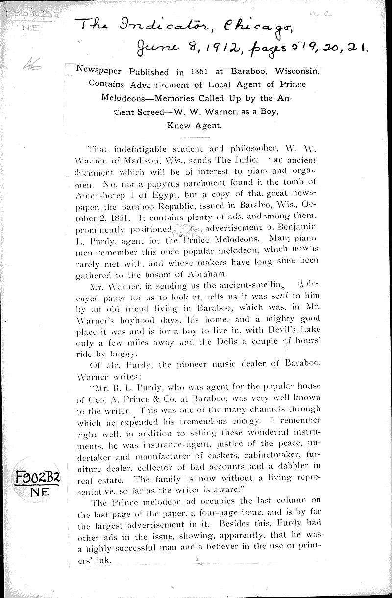  Source: Indicator (Chicago) Date: 1901-06-08